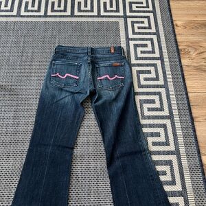 Size 24-7 for all mankind jeans with hot pink detail on the back pockets